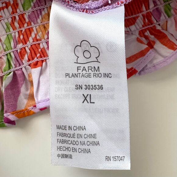 NWT Farm Rio Mixed Colors Birds Smocked Crop Top Size XL - Picture 10 of 13